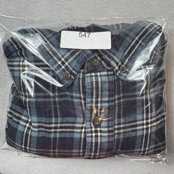 Woolrich Mens L Blue Tartan Plaid Flannel Shirt 100% Cotton Outdoor Workwear - Picture 12 of 12